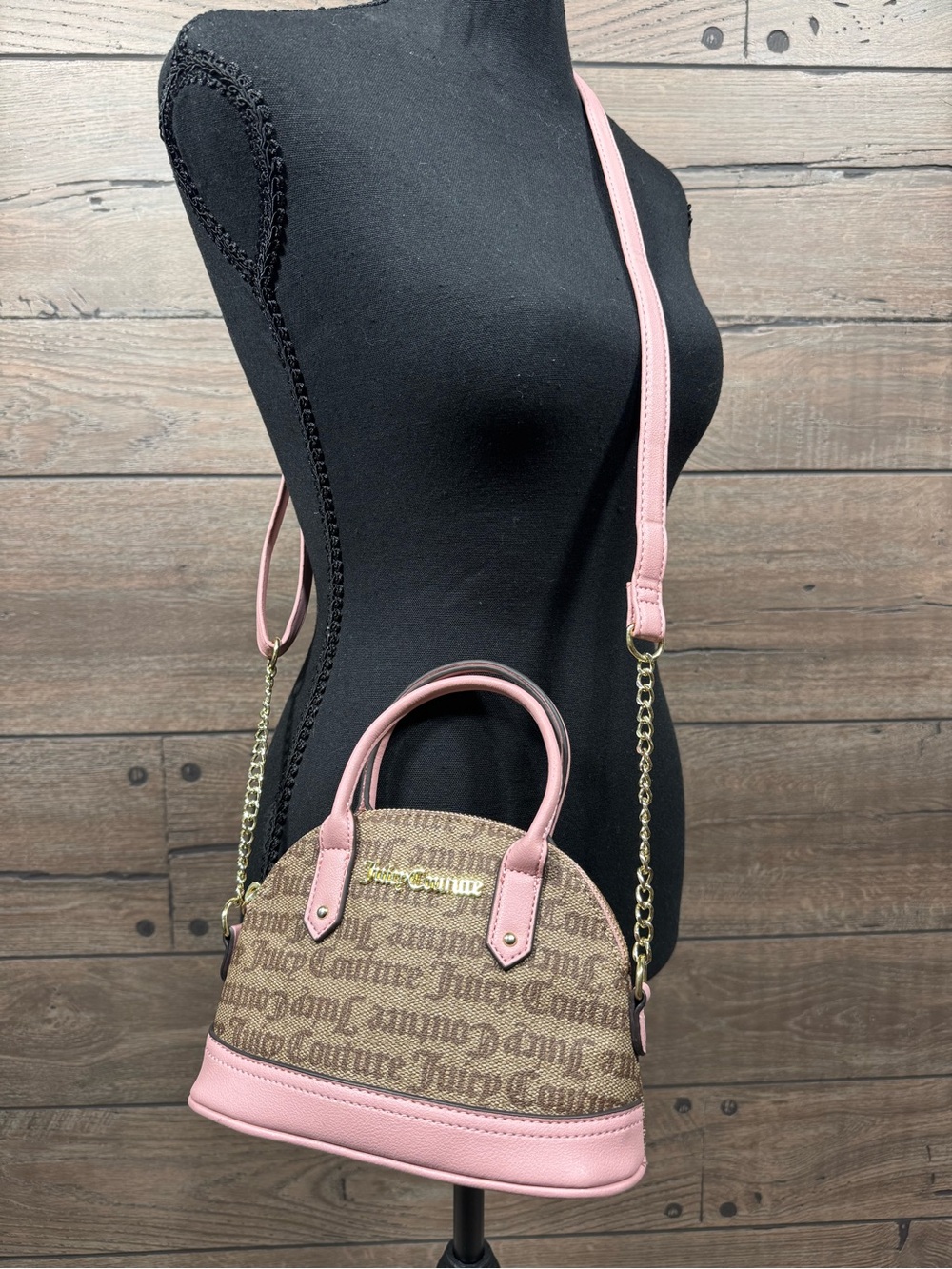 Juicy Couture Pink Trim Signature Dome Mini Crossbody